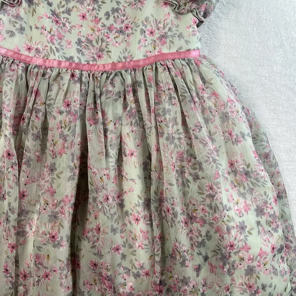 Pippa & Julie Girls 6X Dress Floral Print Ruffles Chiffon Lined Princess Cottage
